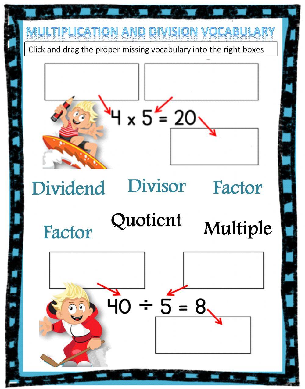 Multiplication and Division Vocabulary