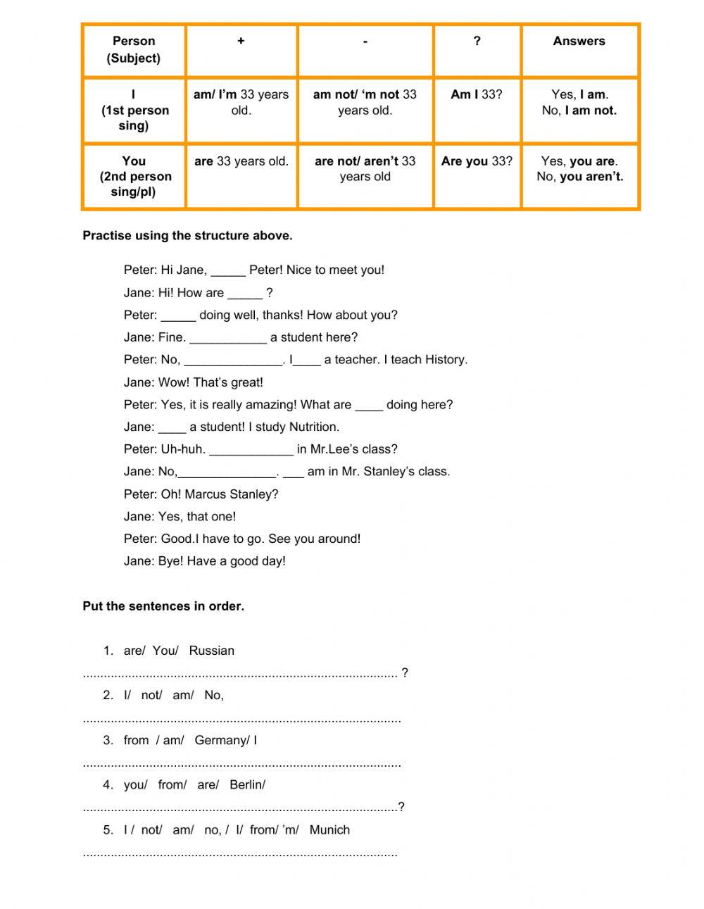 I am- You are online exercise for | Live Worksheets