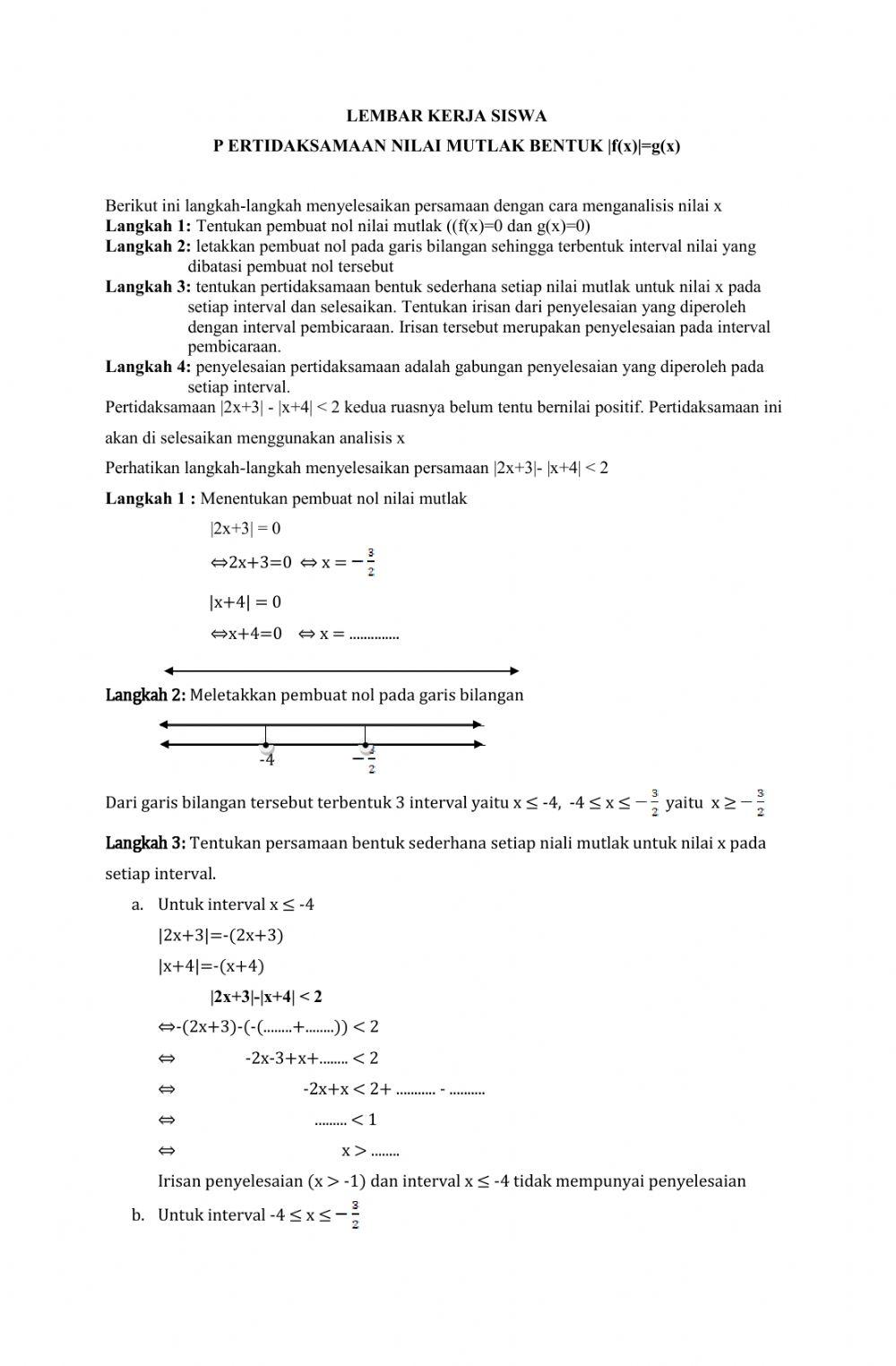 Pertidaksamaan nilai mutlak bentuk 1 dan 2