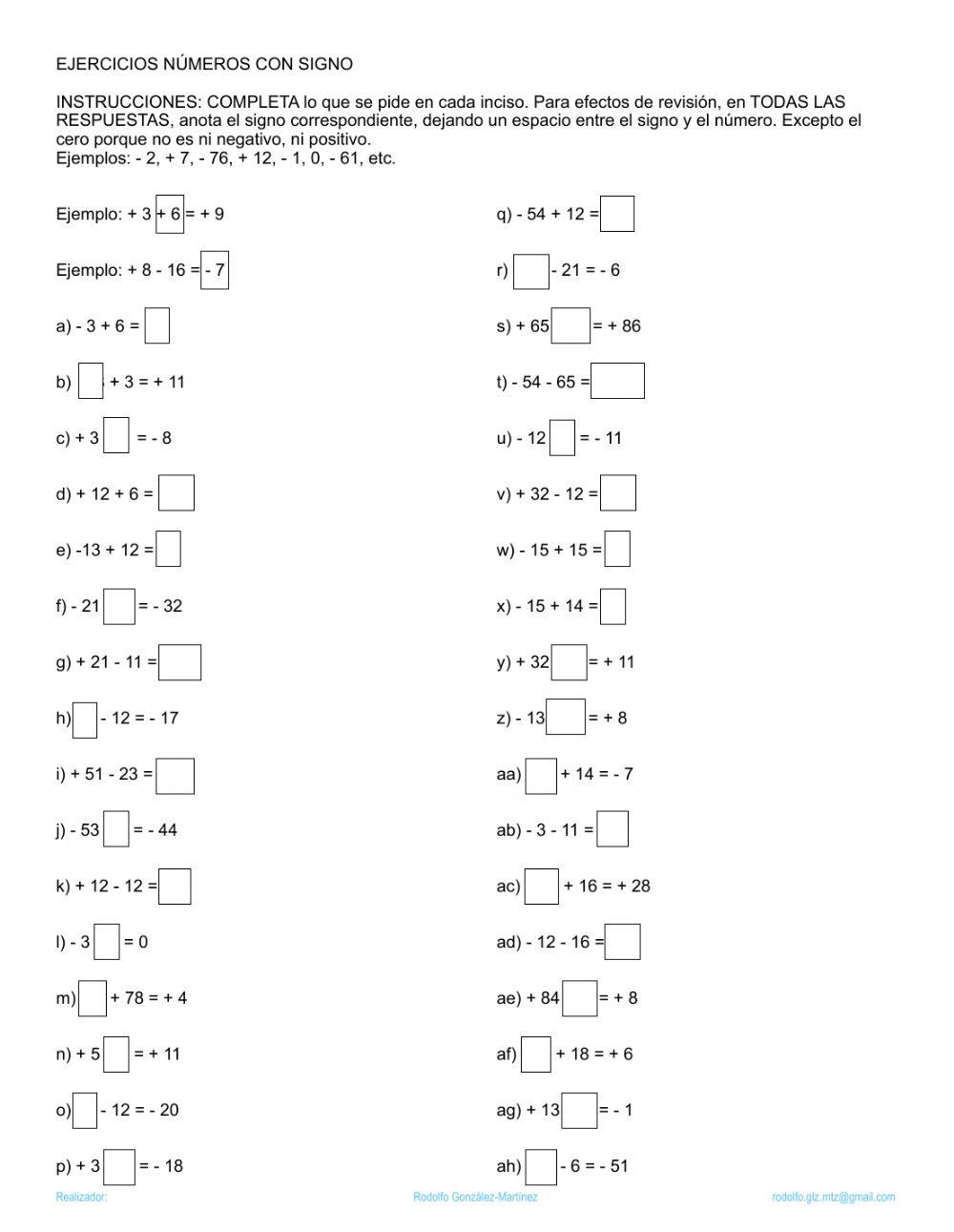 Sumas de números con digno
