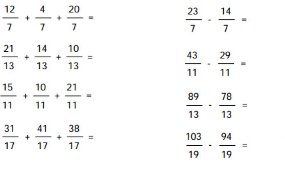 Suma y resta de fracciones