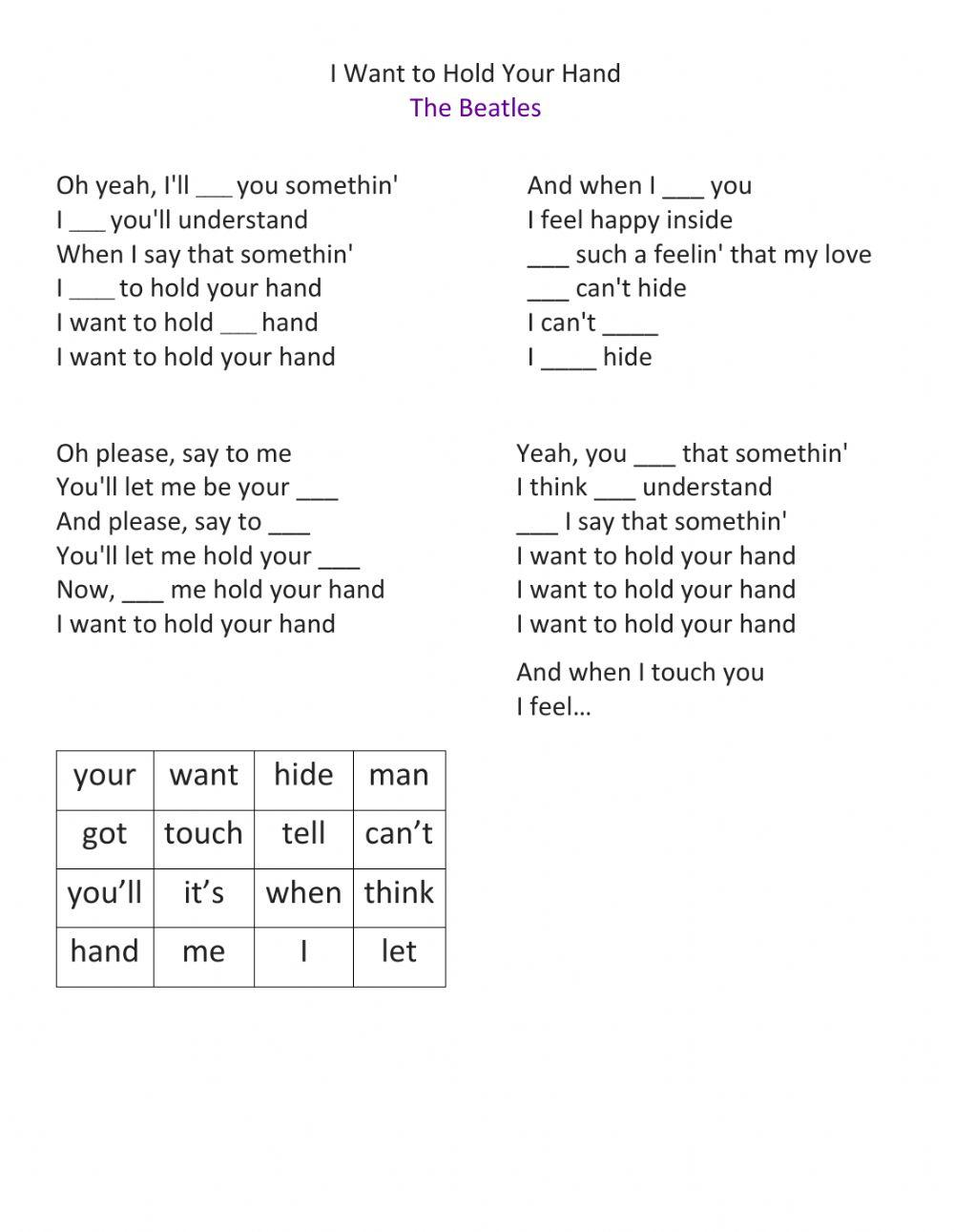 I Want To Hold Your Hands - The Beatles