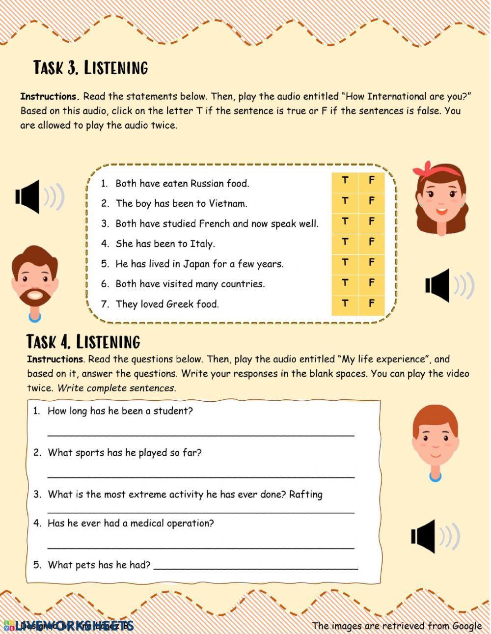 Present Perfect Listening - Speaking