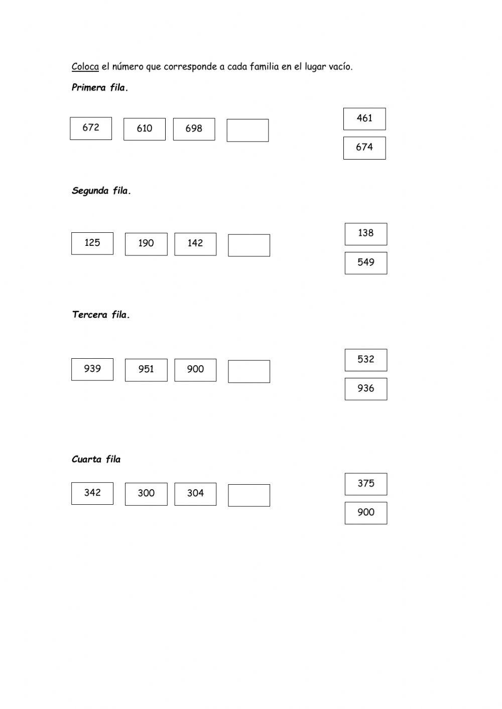 Identificar familias de números
