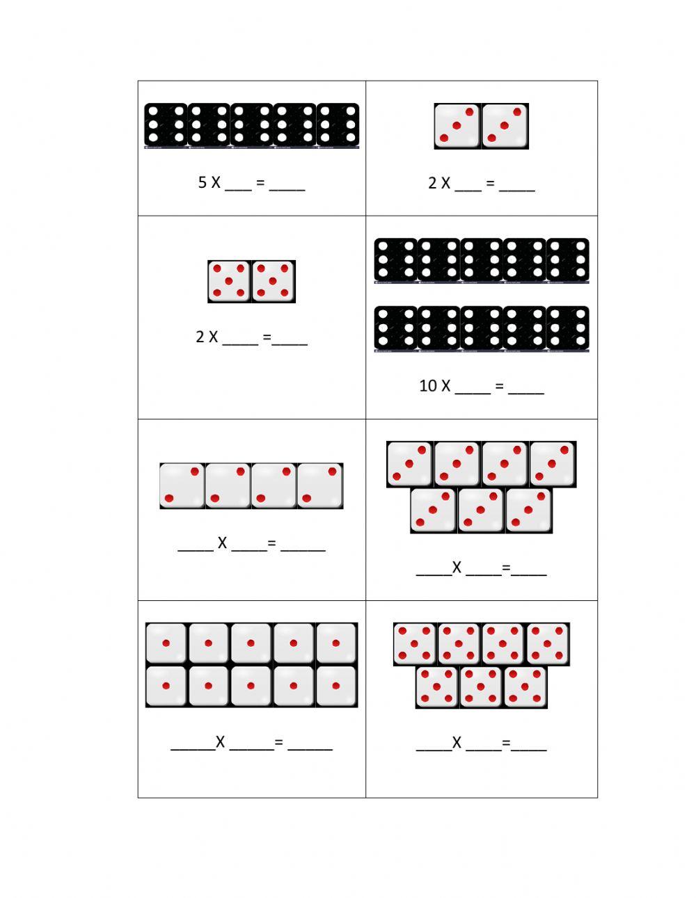 Multiplicación con dados