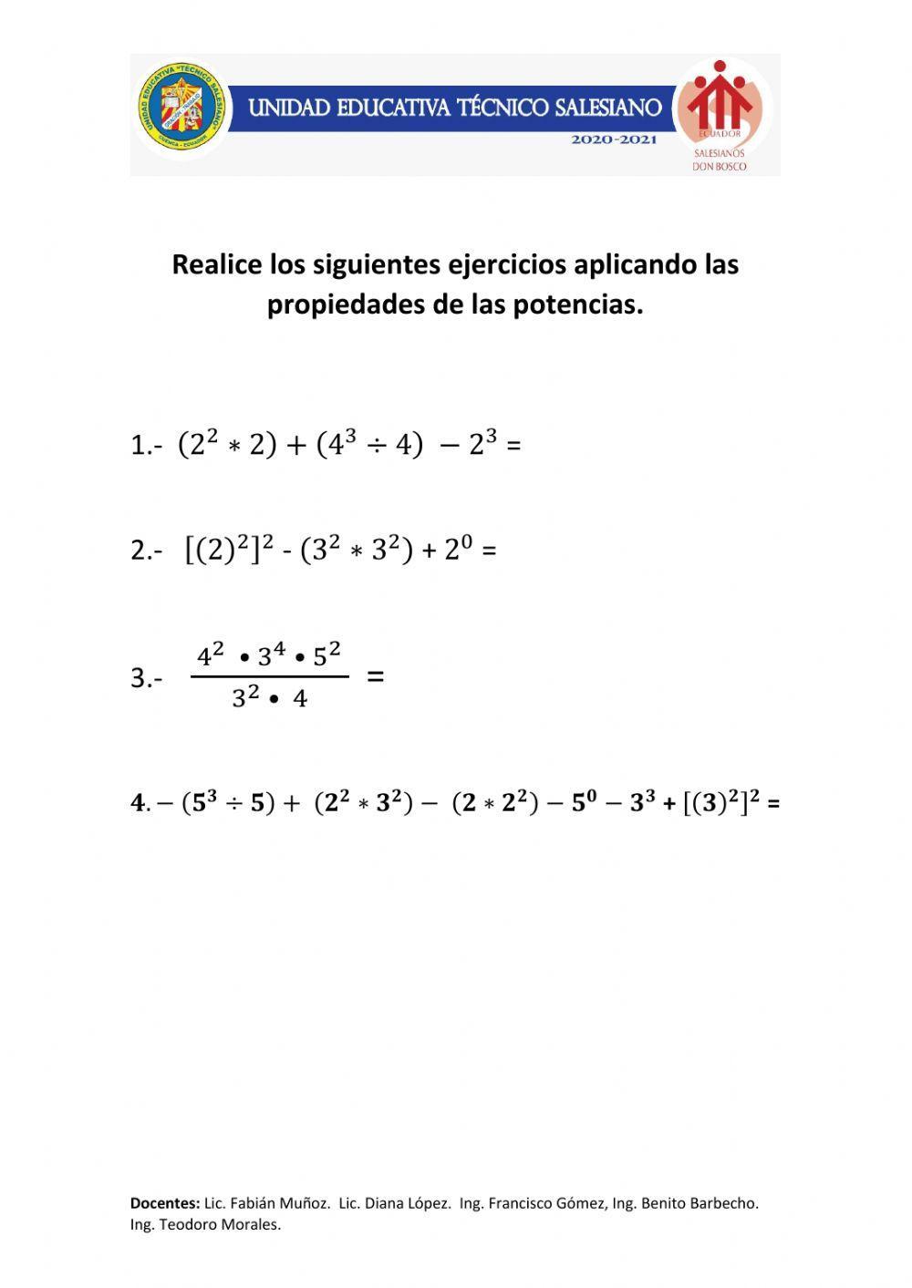 Operaciones con potencias