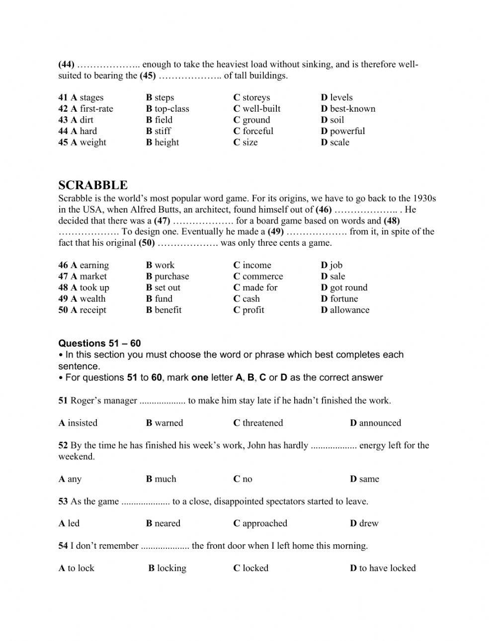 Quick Placement Test 60 questions