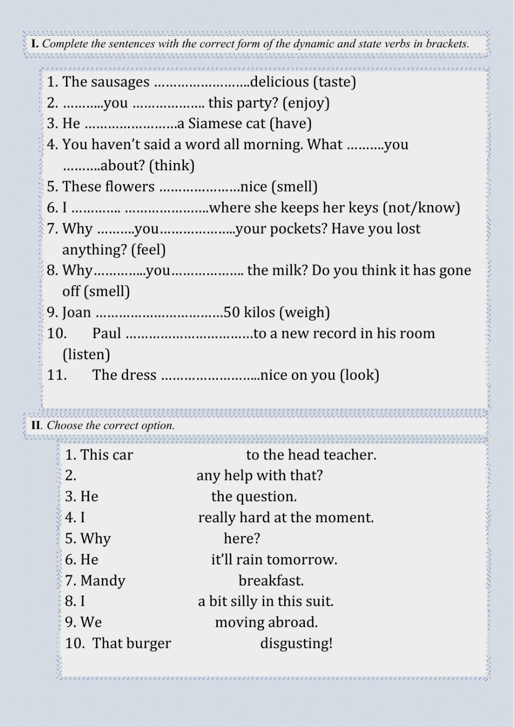State and Dynamic verbs State and Dynamic verbs