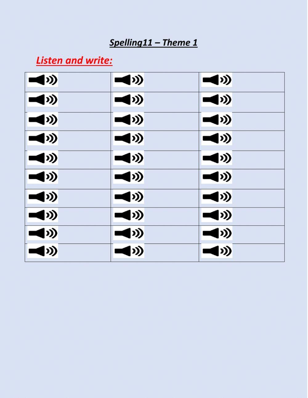Spelling 11- theme 1