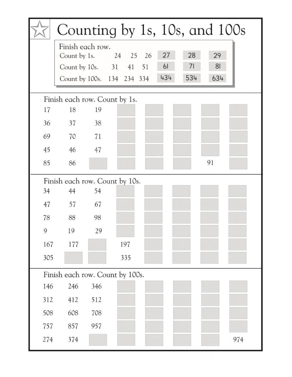 Count in 1s, 10s and 100s