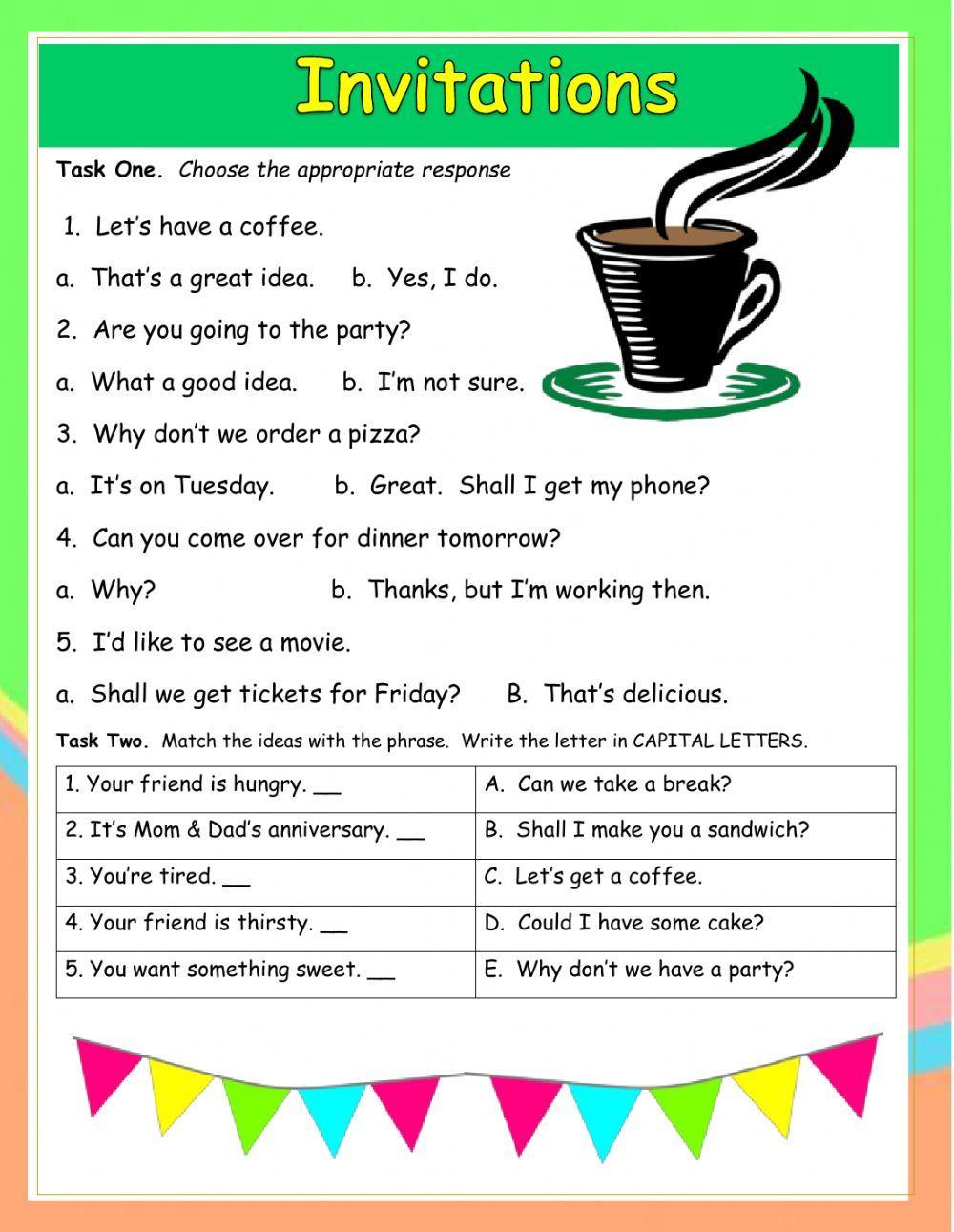 Invitations exercise Live Worksheets