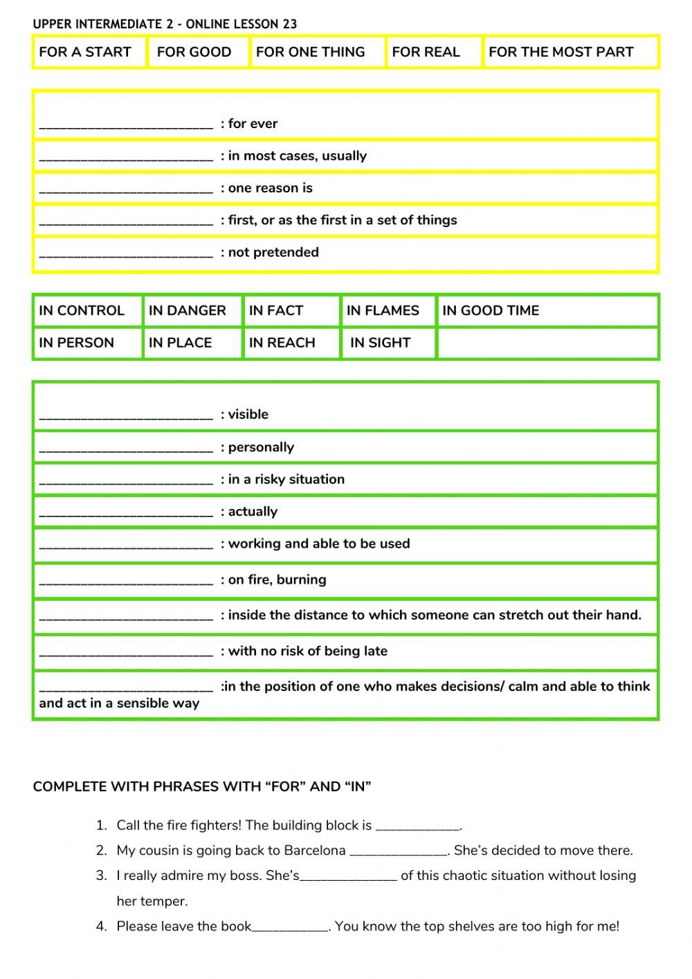 Online Lesson 23- Prepositional phrases