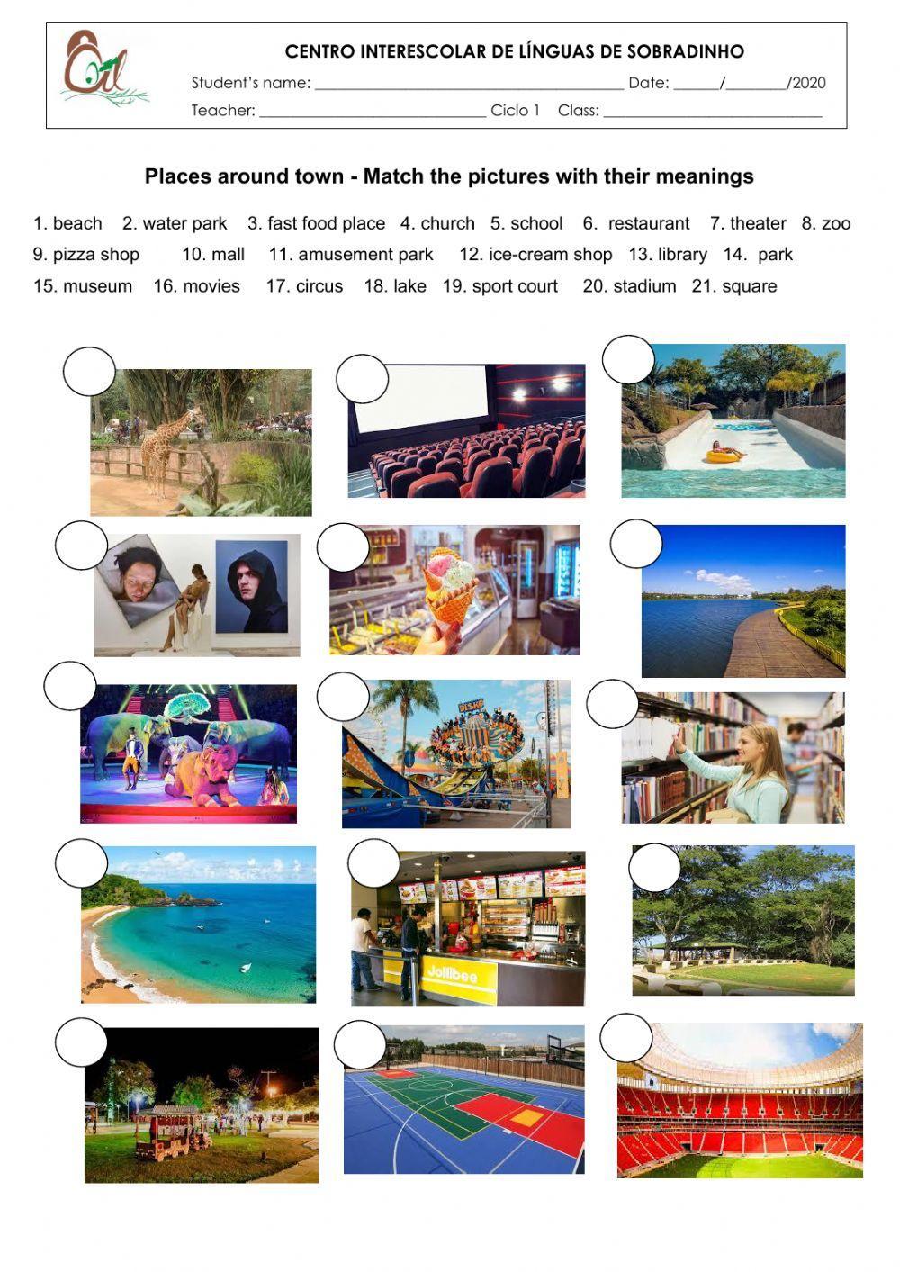 Places in the city and place prepositions