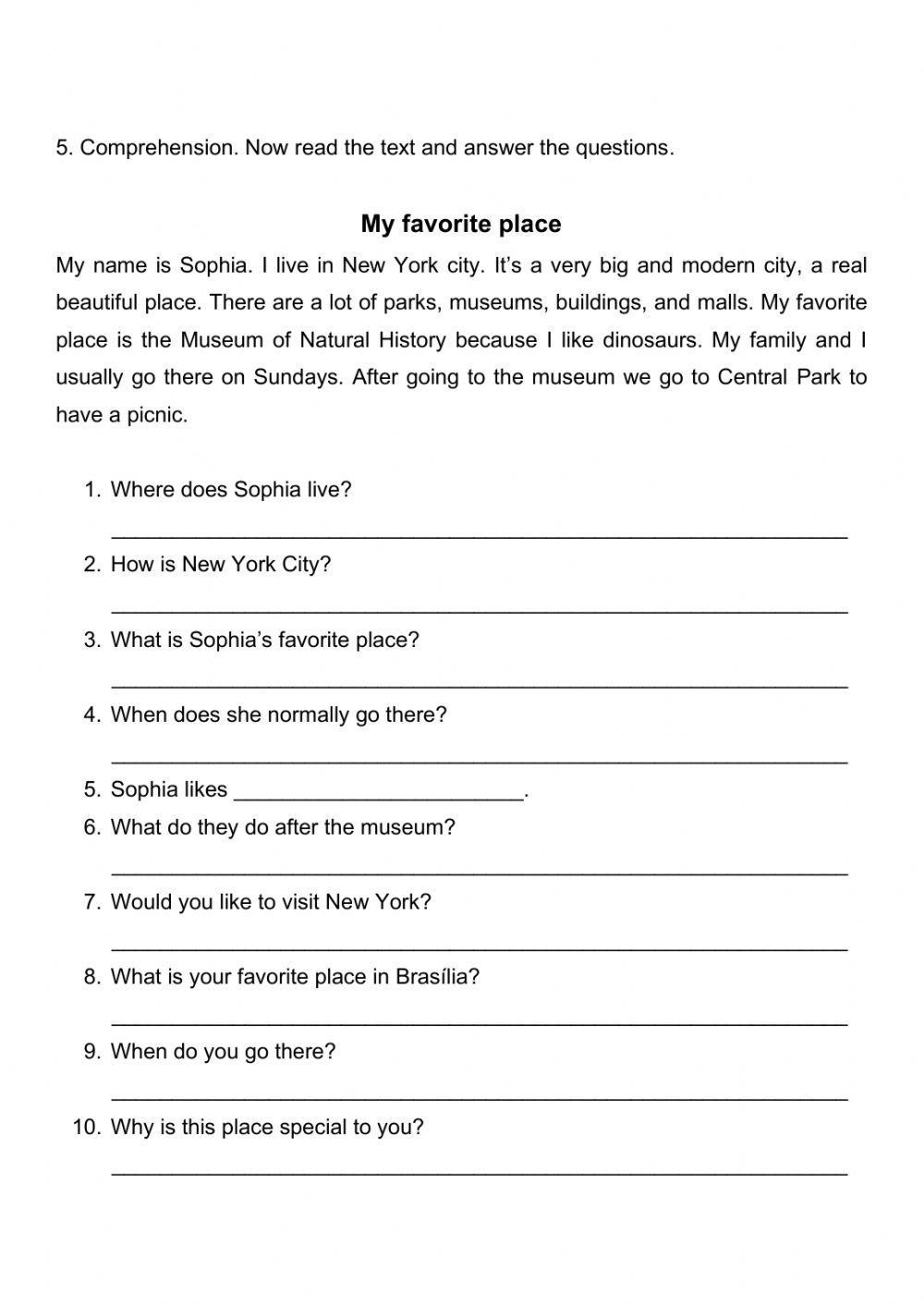 Places in the city and place prepositions