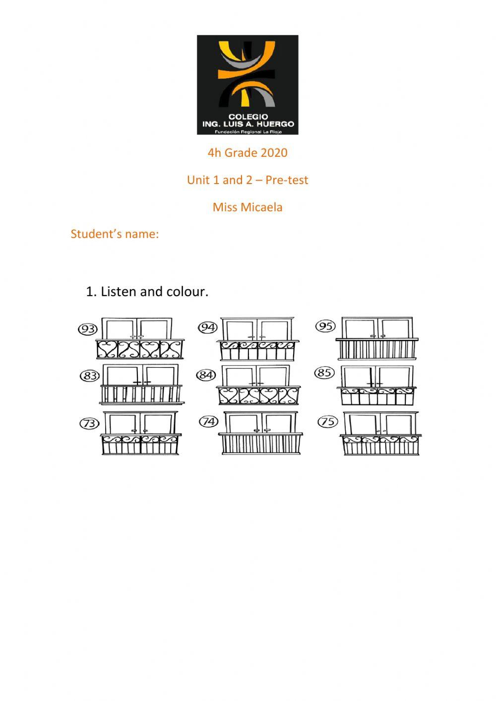 Unit 1 and 2 Pre- test