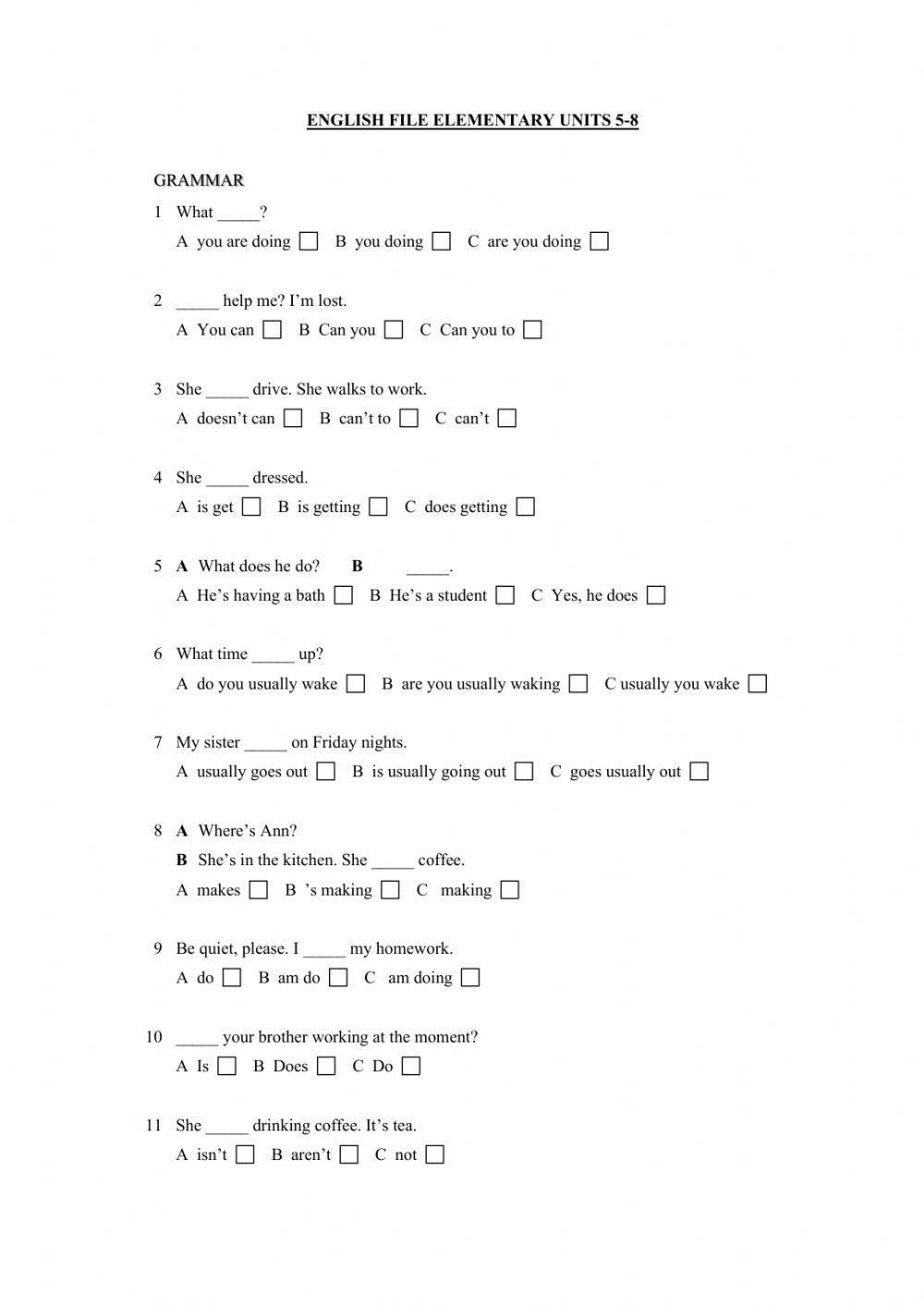English file elementary units 5-8
