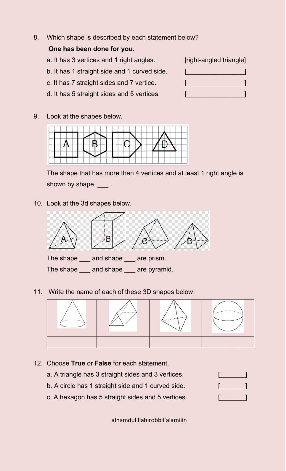 2D and 3D Shapes