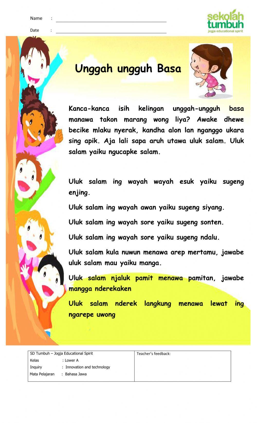 Bahas Jawa-Unggah Ungguh Basa-Kelas 1
