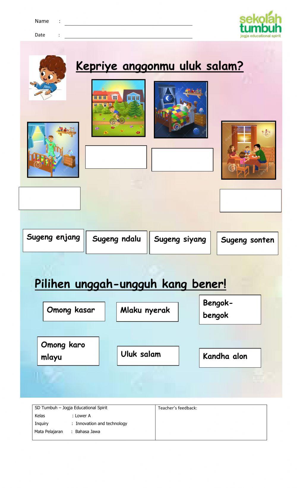 Bahas Jawa-Unggah Ungguh Basa-Kelas 1