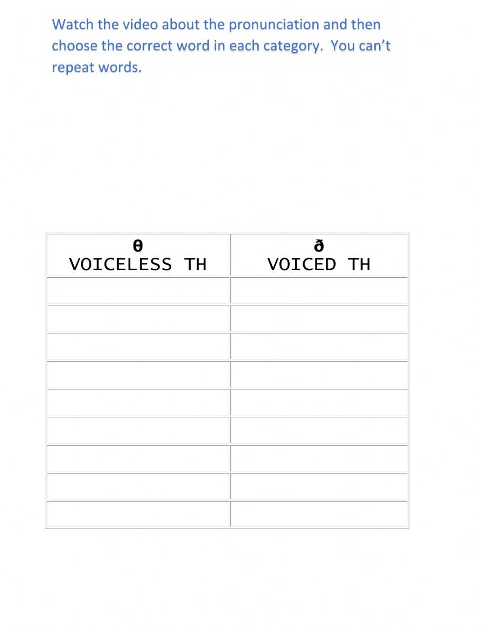 Minimal pairs -θ- & -ð-