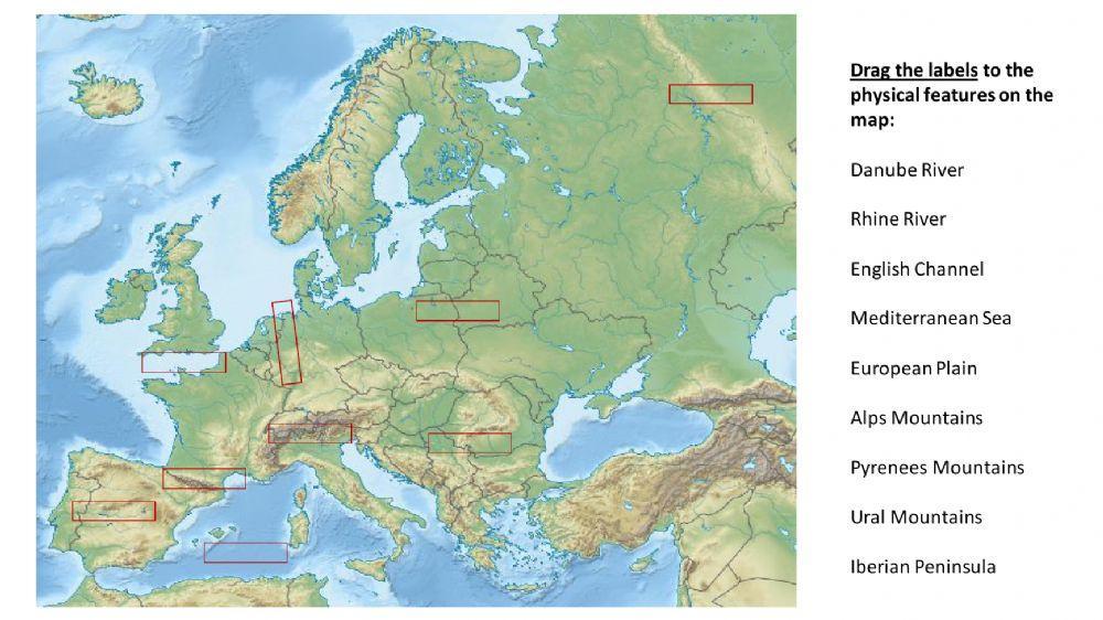 Europe Physical Features Map SS6G7