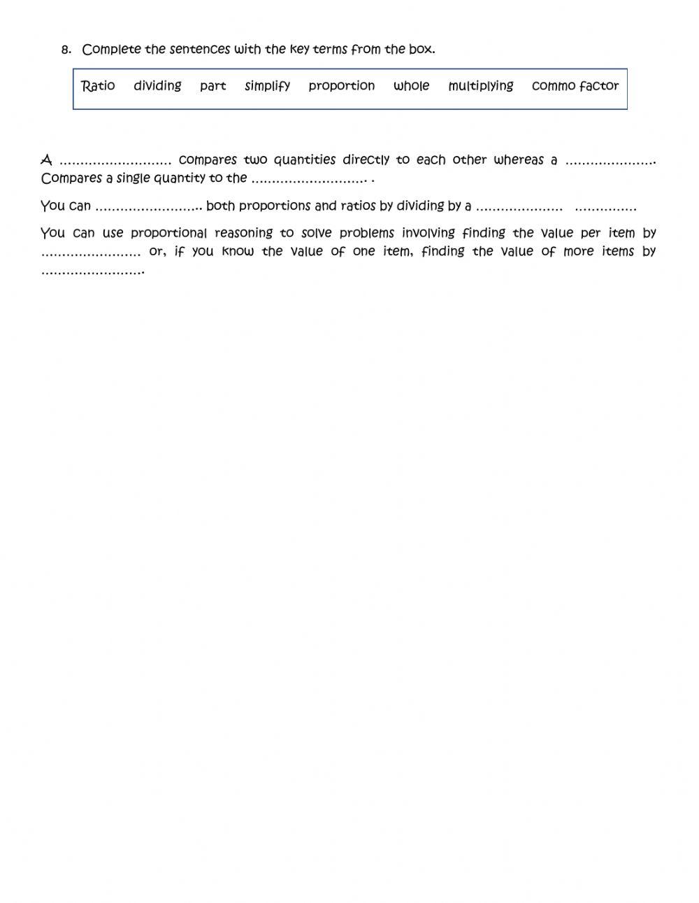 Ratio and proportions