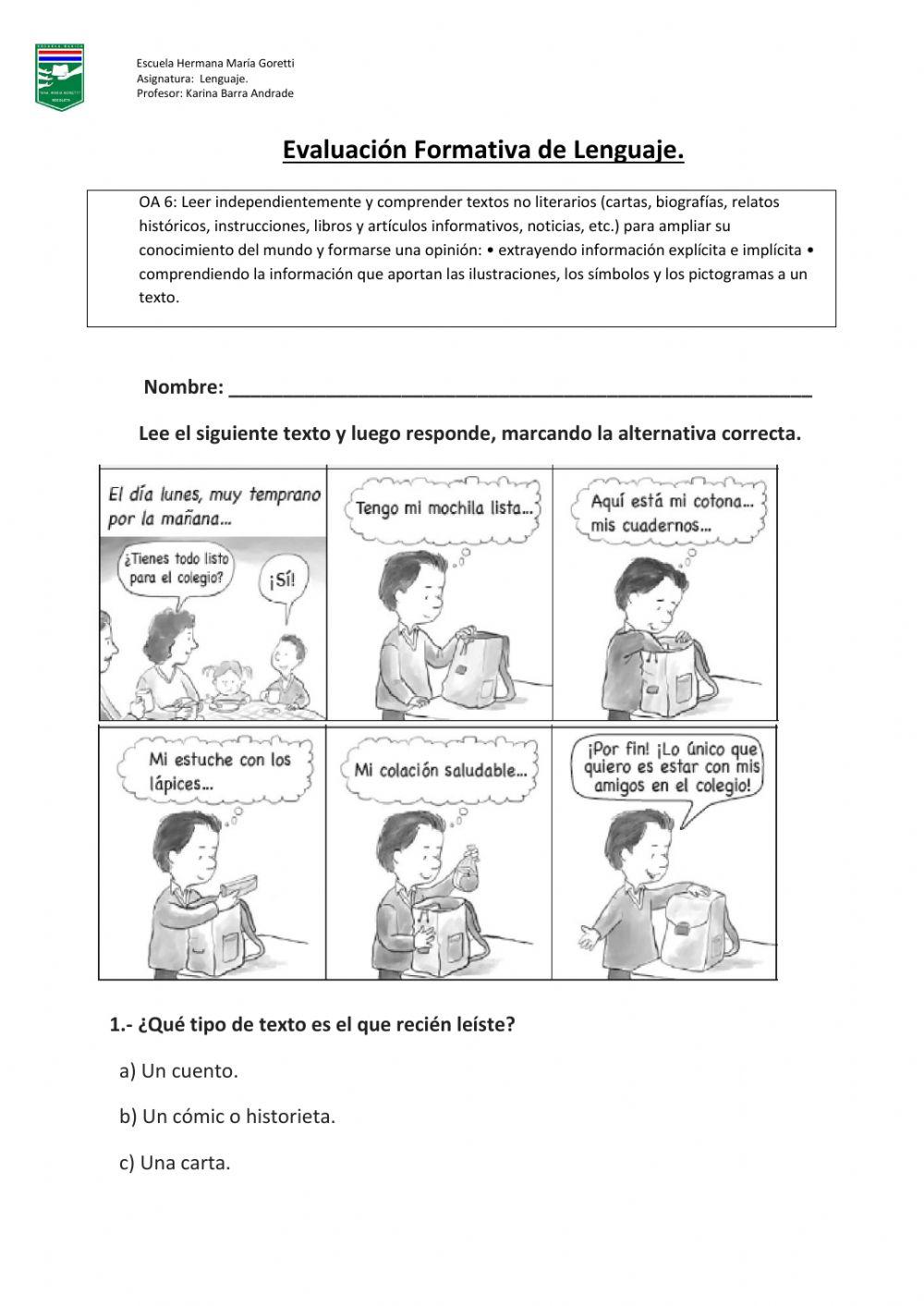 Evaluación Formativa Lenguaje 3° Sept.