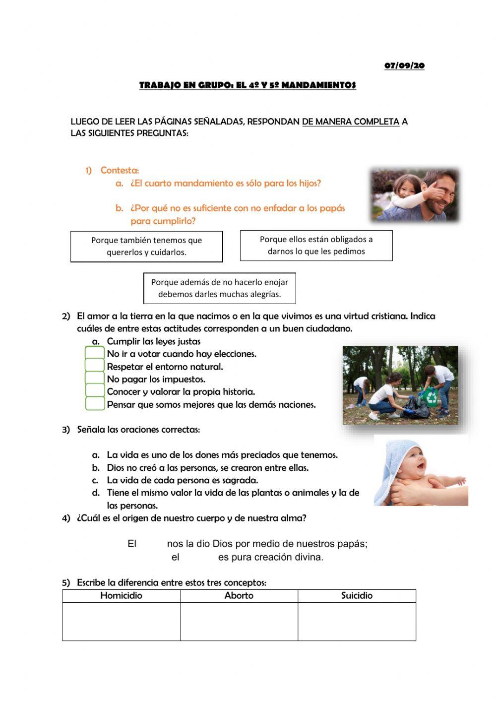 4° y 5° mandamientos