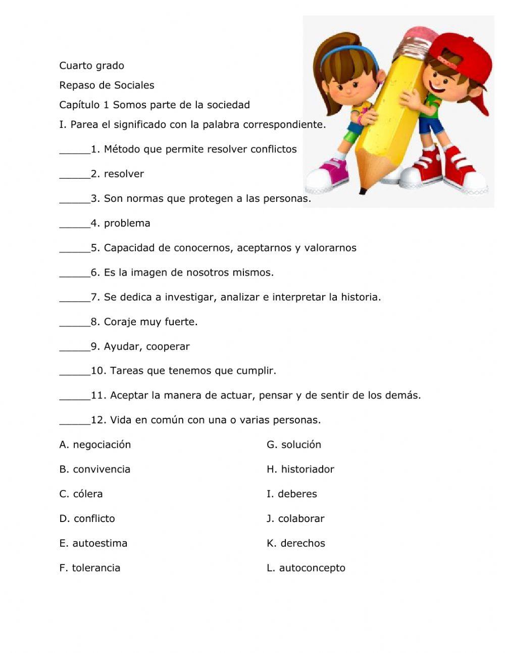 Repaso de sociales Cap. 1 Somos parte de la sociedad