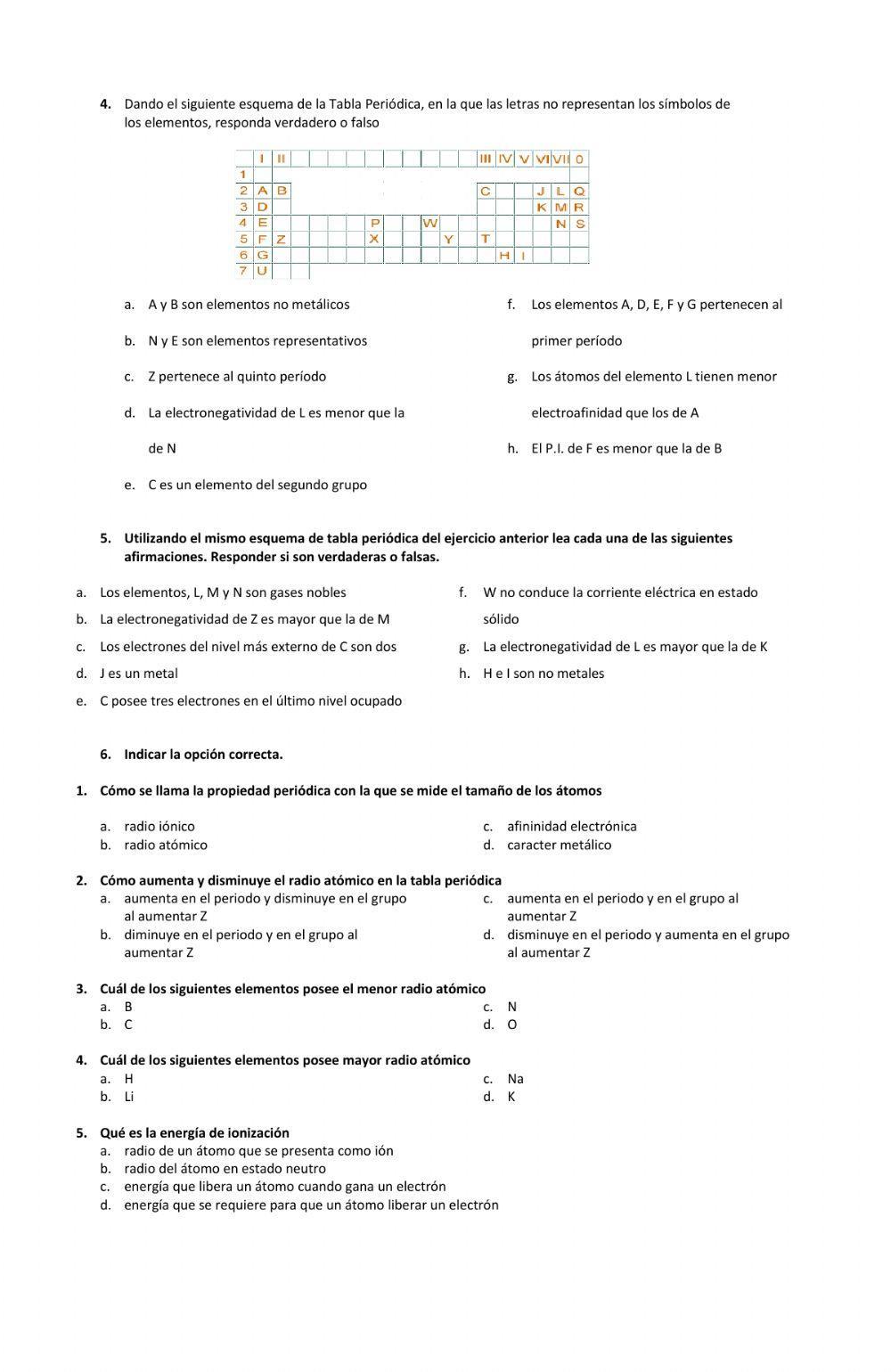 Repaso del uso de tabla periodica
