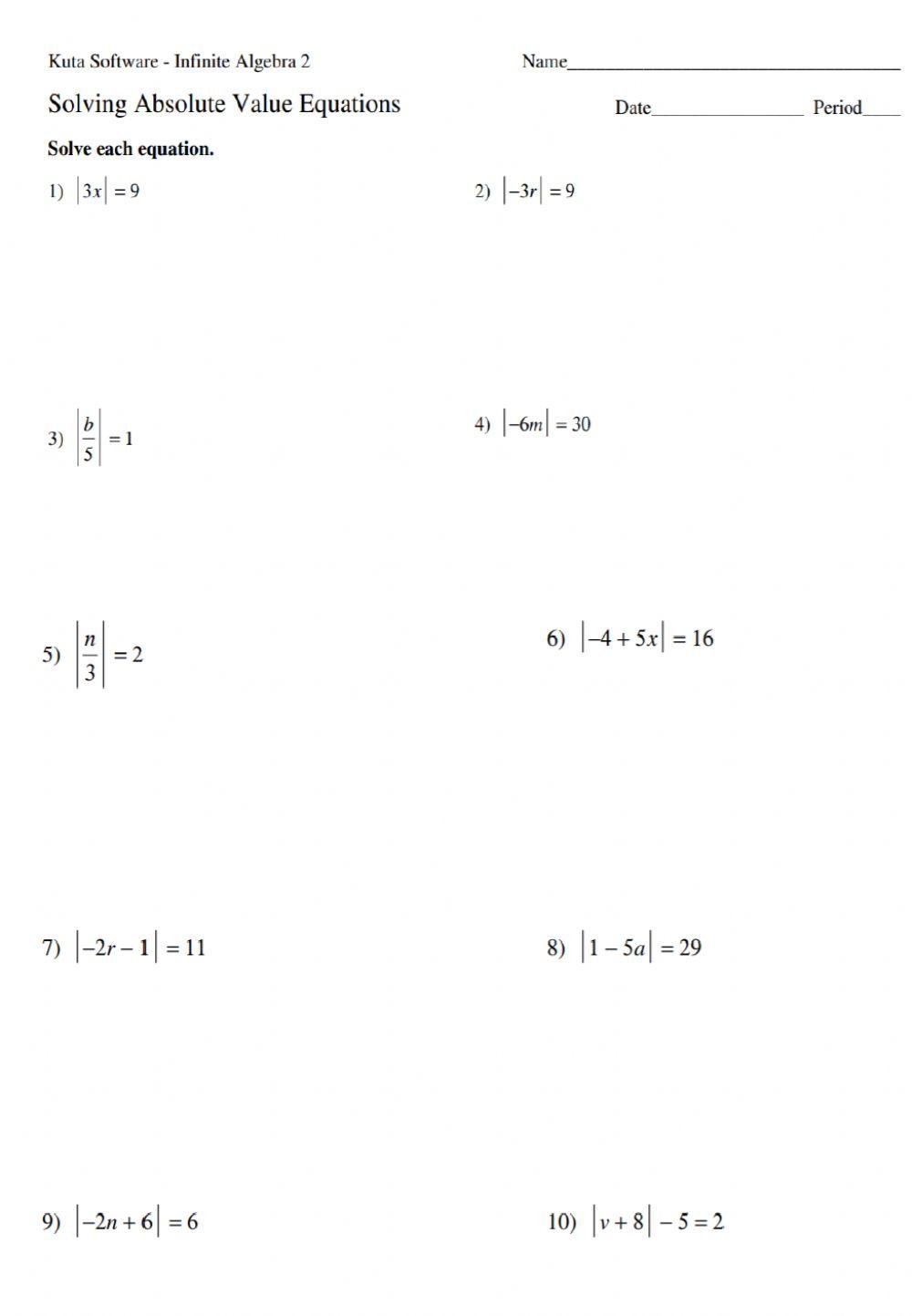 حل معادلات القيمة المطلقة 1