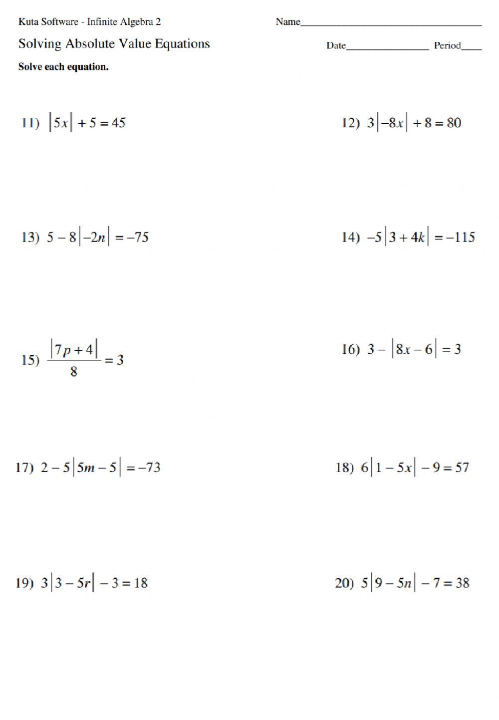 حل معادلات القيمة المطلقة 2