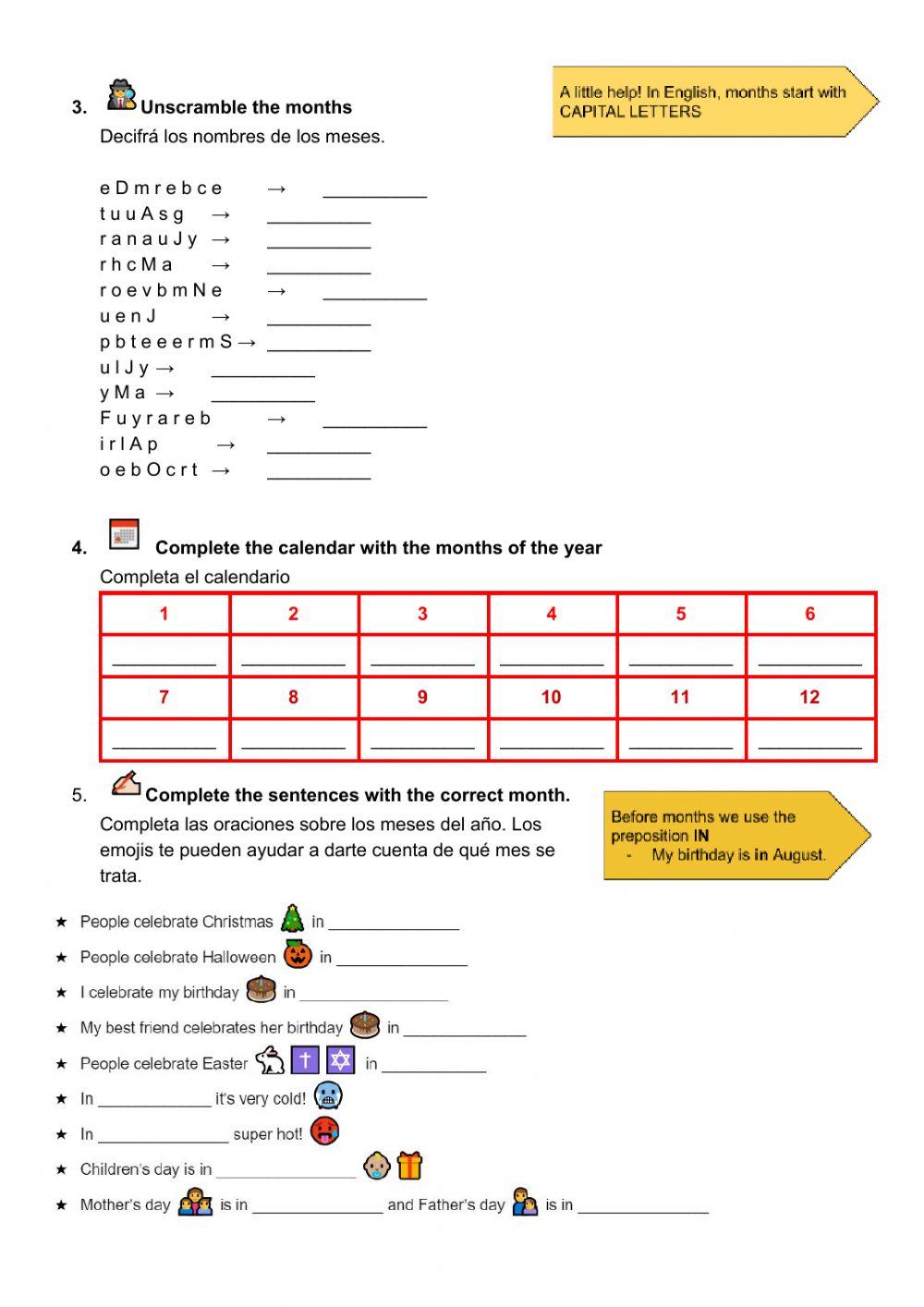 Days, months and weather