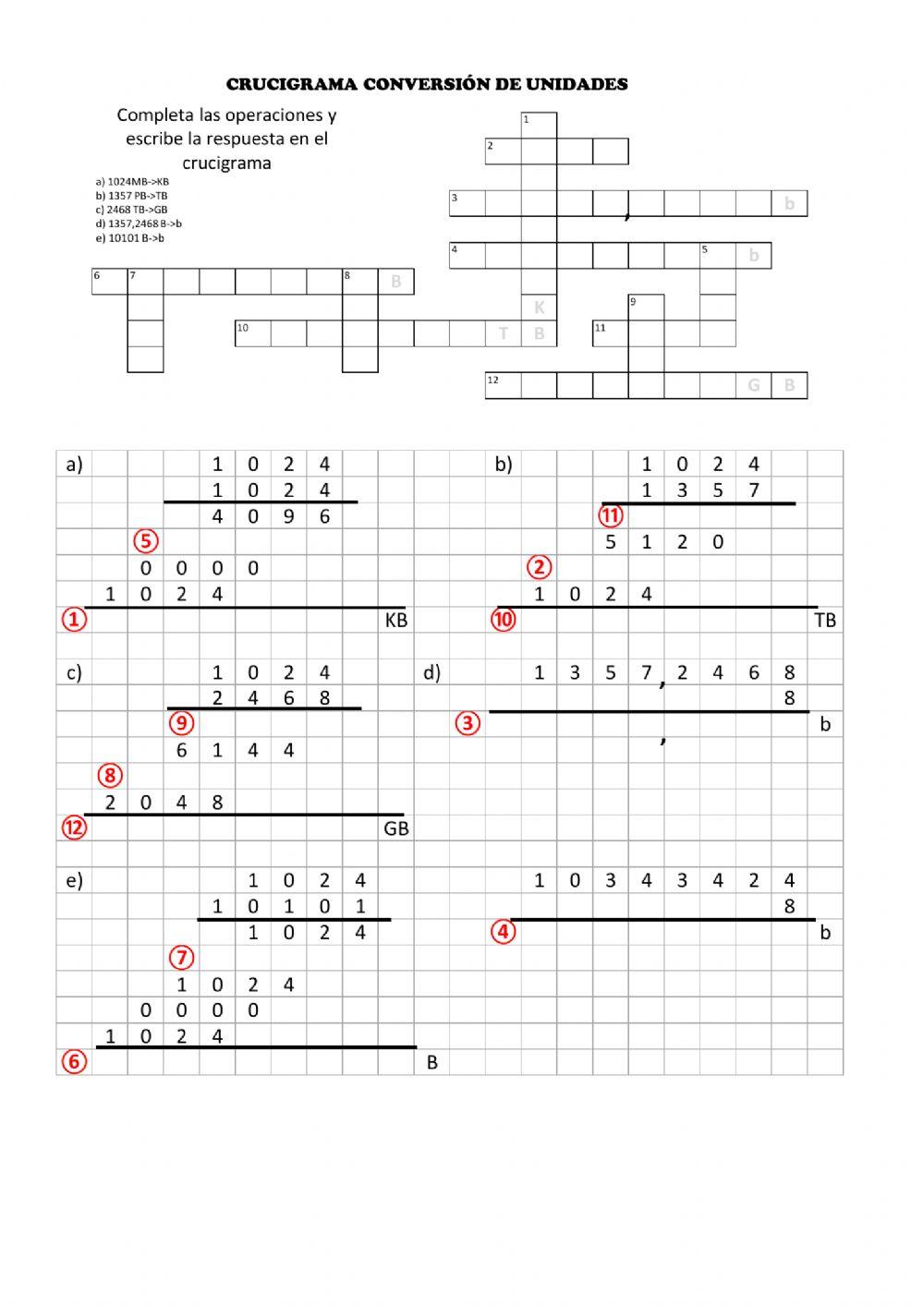 6 Crucigrama Conversión