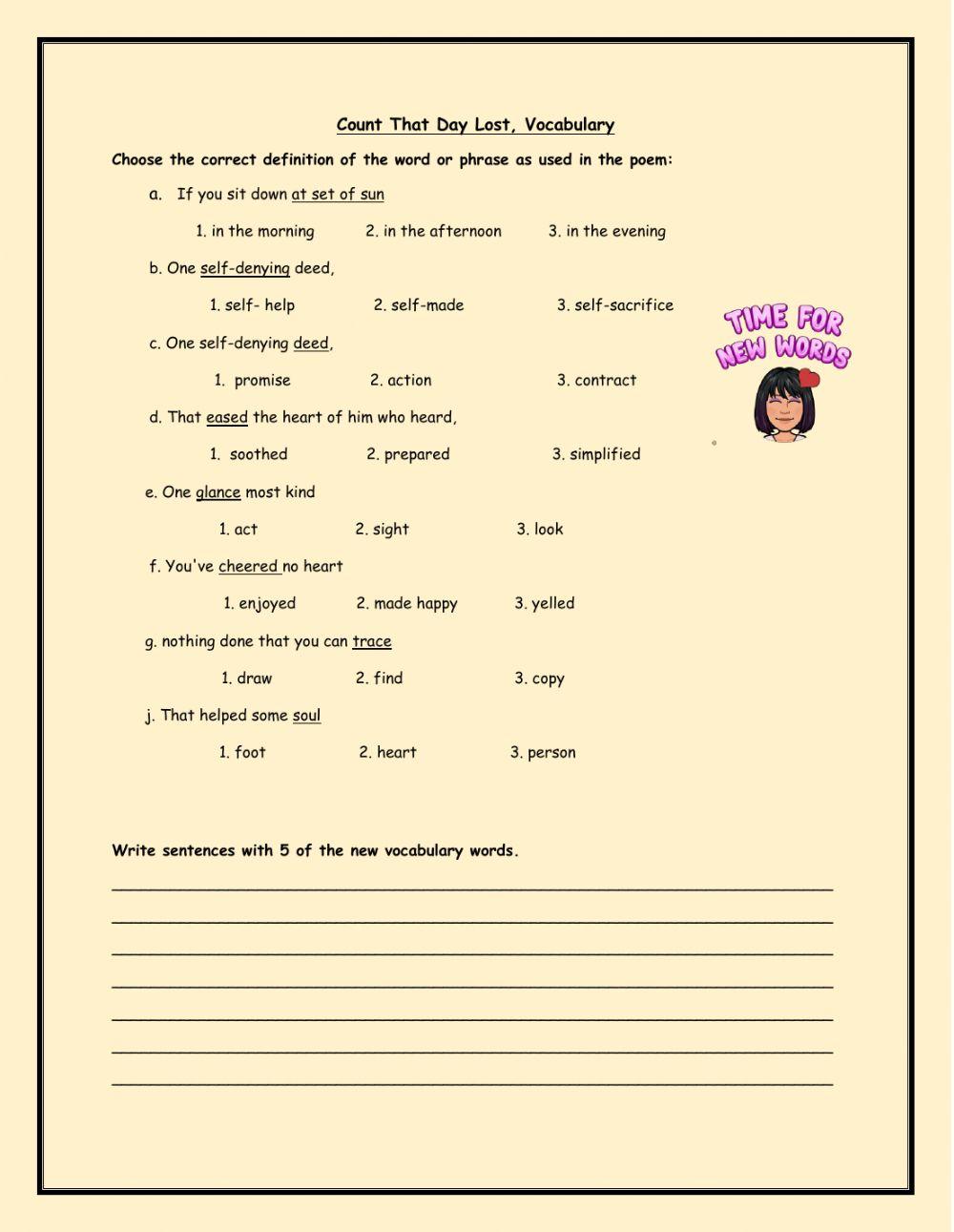 Vocabulary, count that day lost