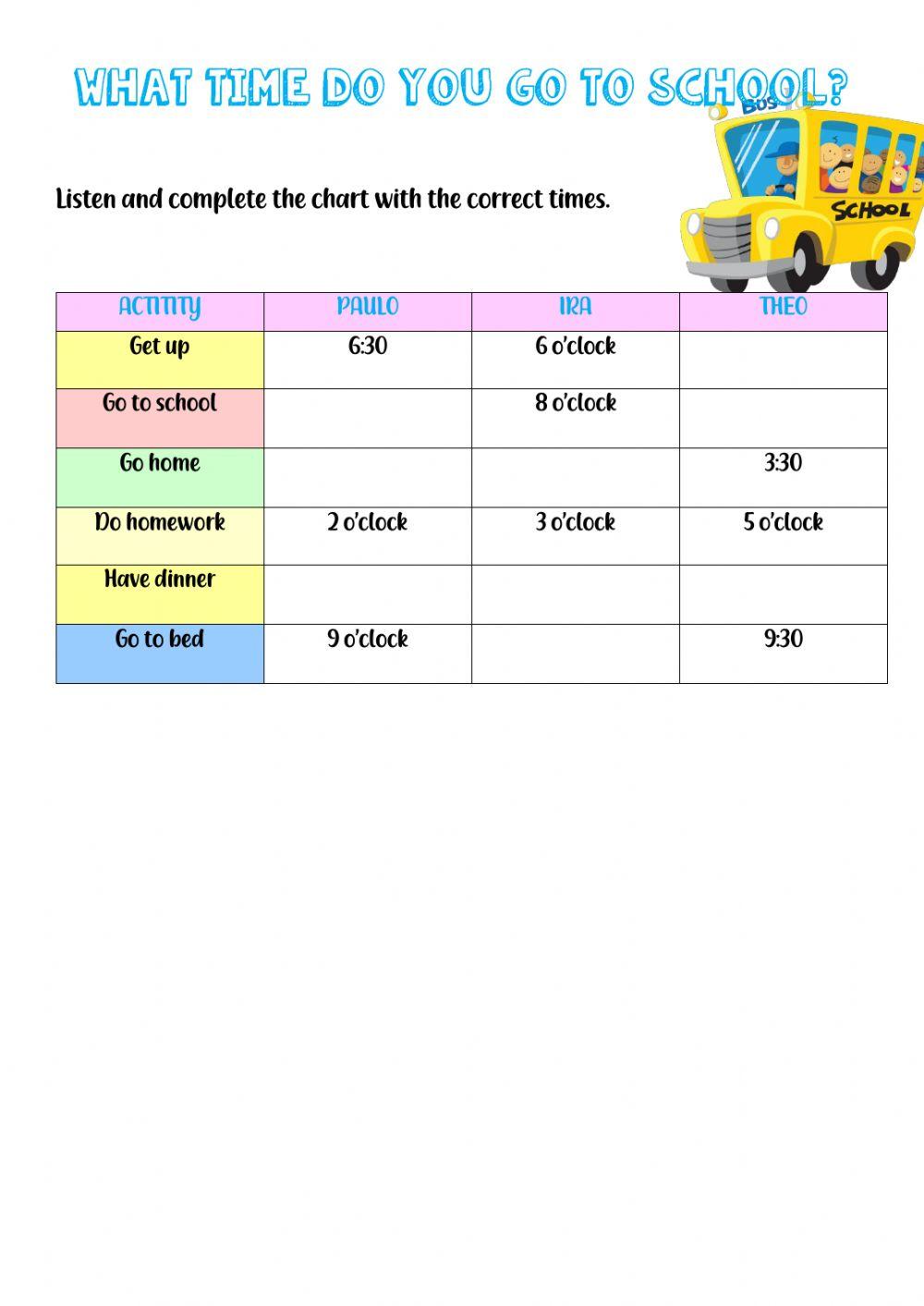 What time do you go to school?