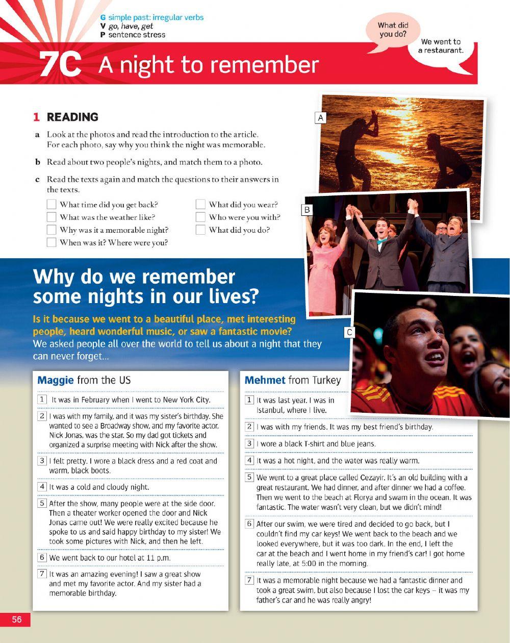 File 7C: Student book pp.56-57 (English 2) online exercise for | Live ...