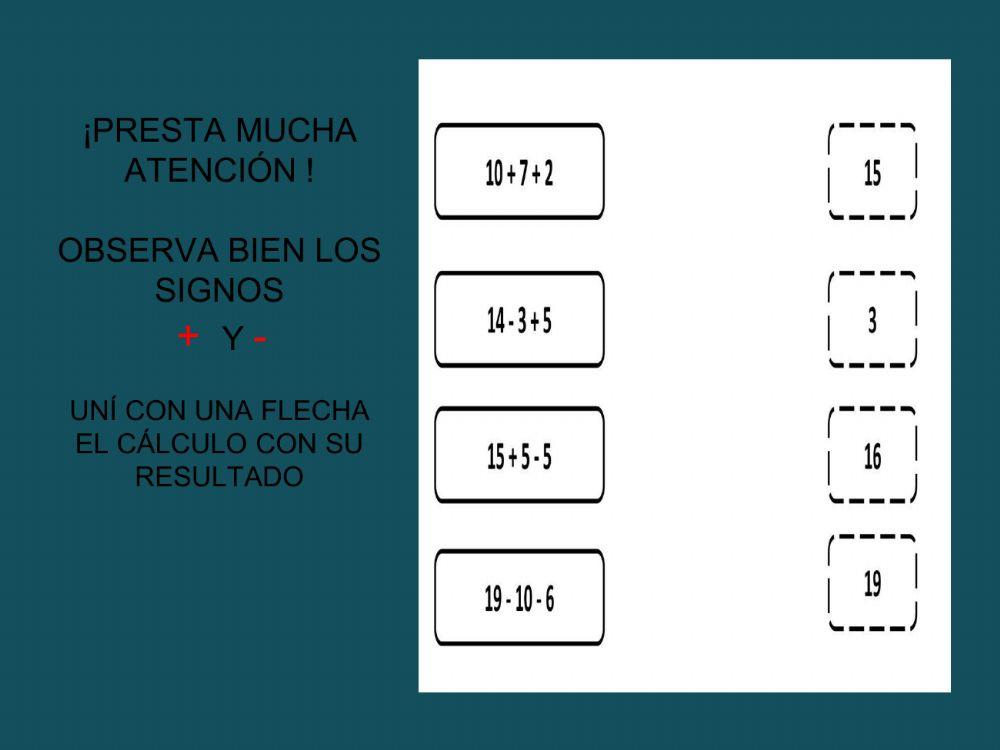 Calculo mental suma y resta