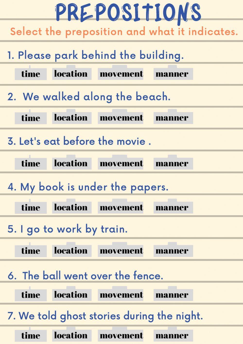 Parts of Speech: Prepositions