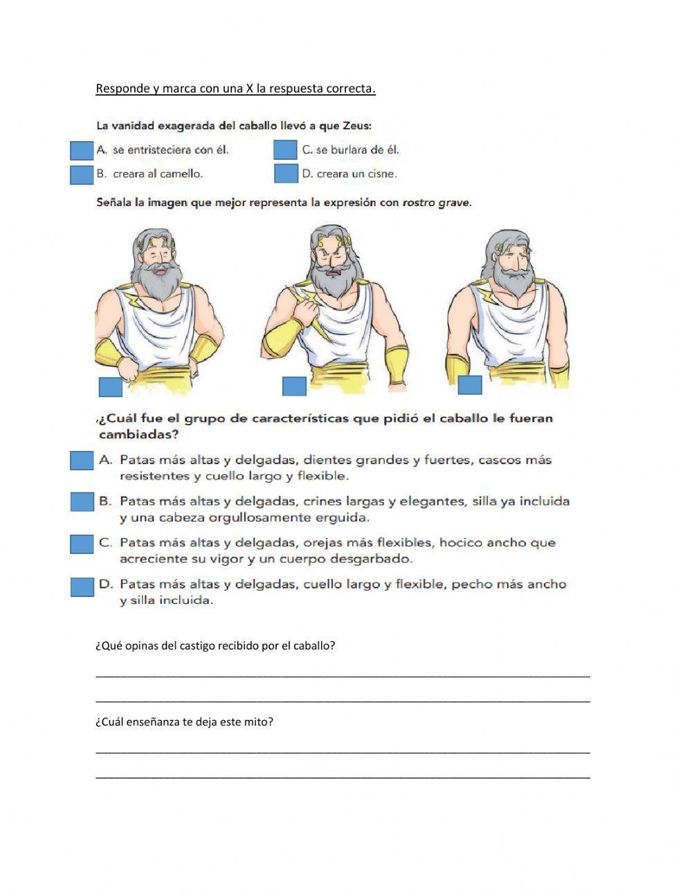 Comprensión lectora de un mito