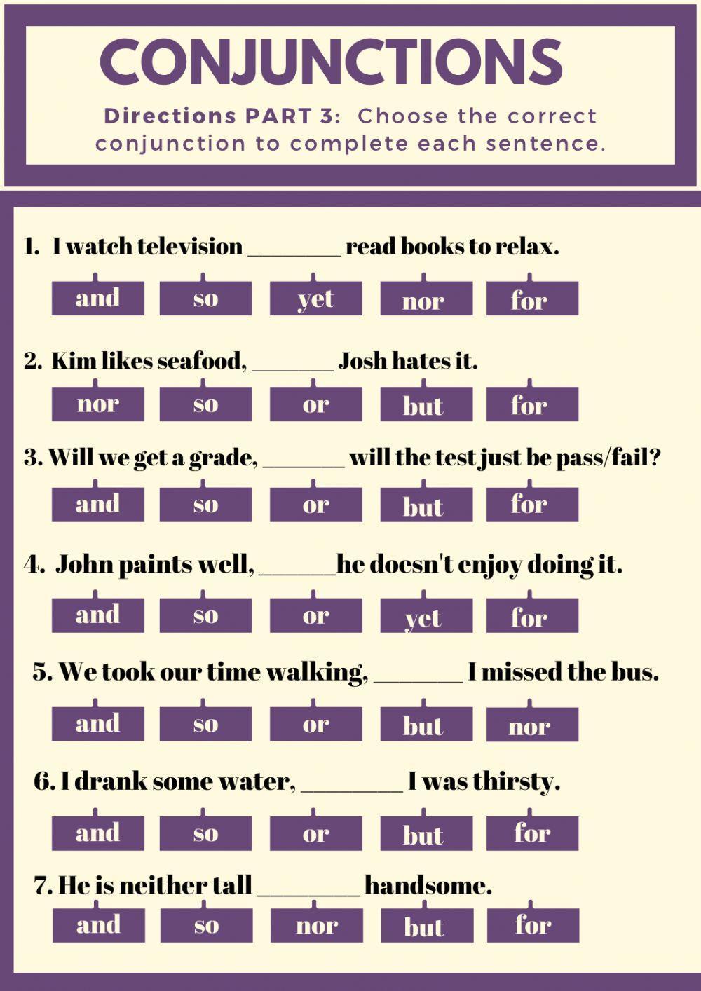 Parts of Speech: Conjunctions