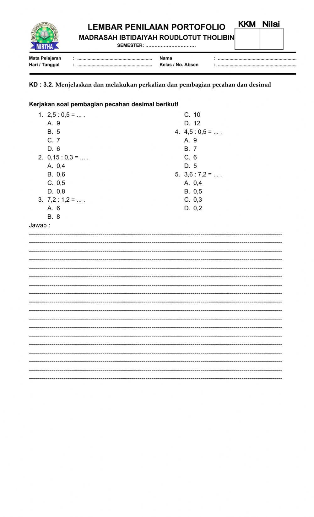 QUIZ MATEMATIKA Kelas 5 OK