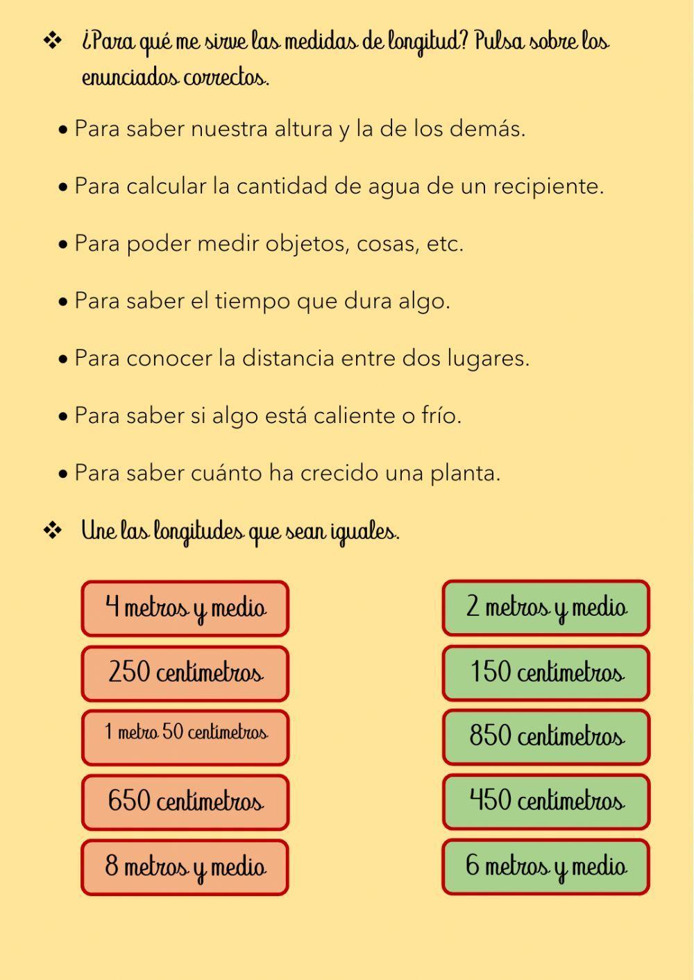 Medidas de longitud Medidas de longitud