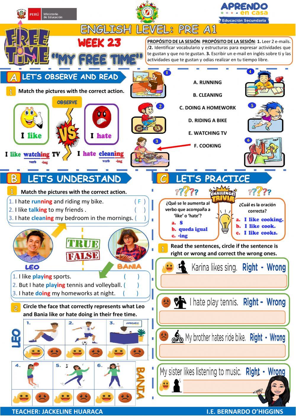 ENGLISH - Aprendo en casa - PRE A1 - semana 23 - PERÚ