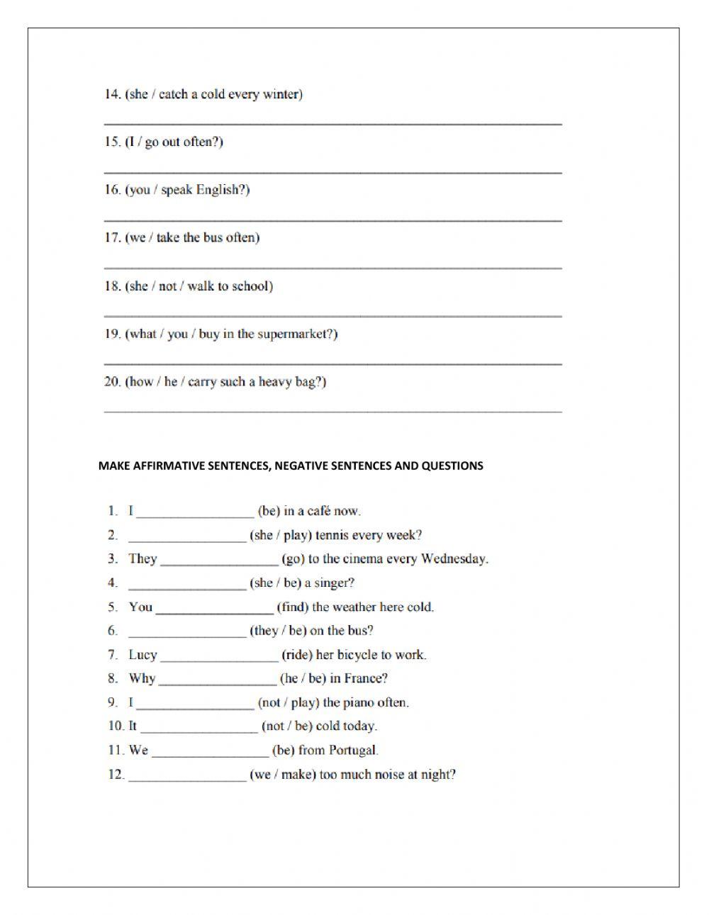 Present Simple Free Interactive Worksheets 353141