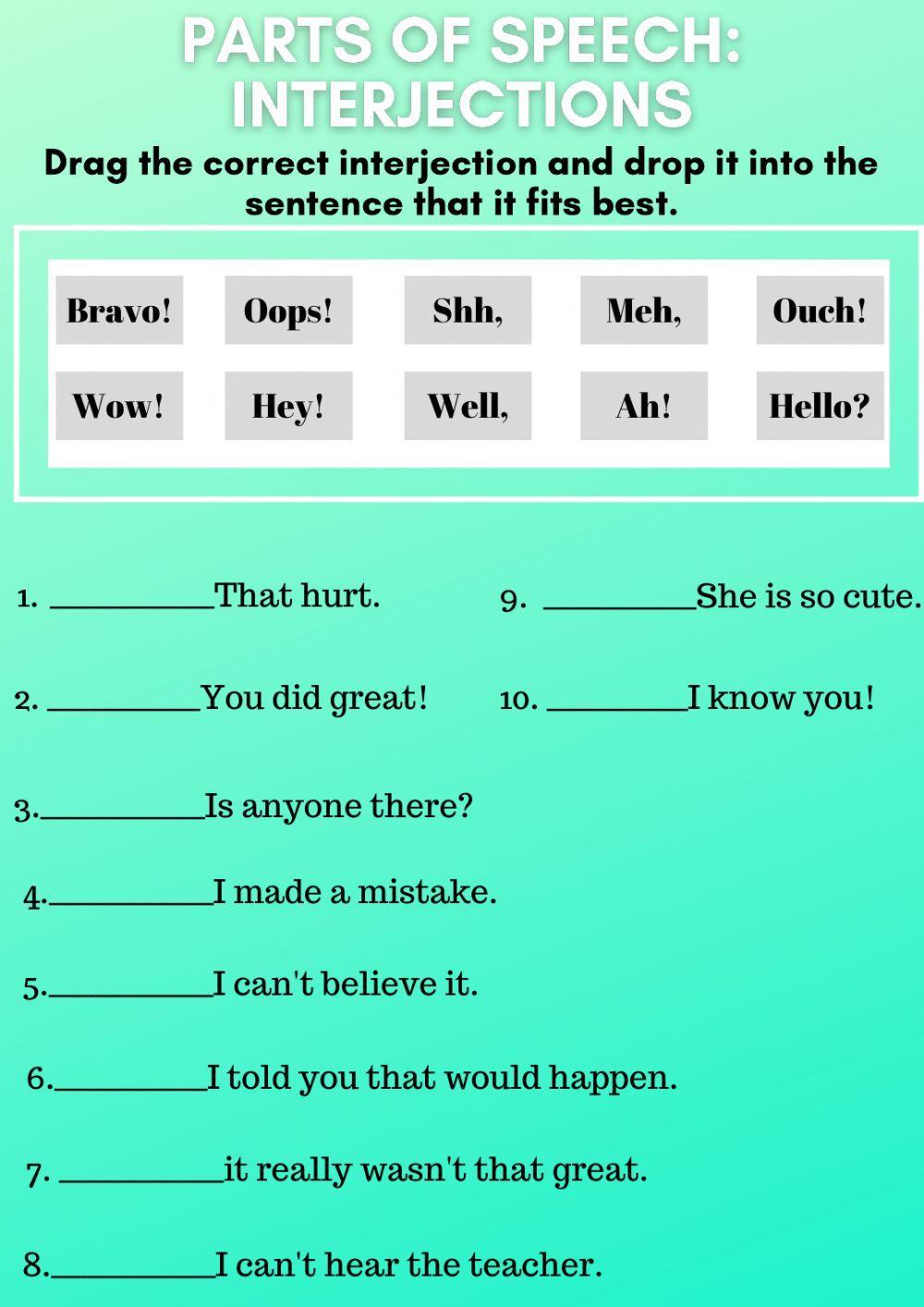 Parts of Speech: Interjections