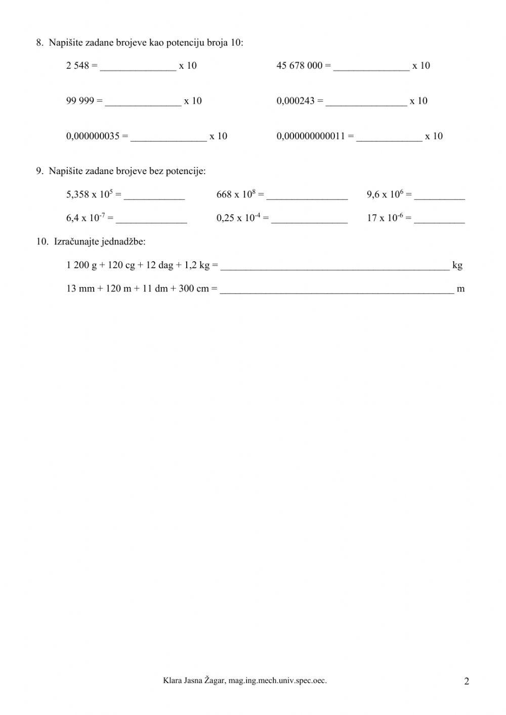 Preračunavanje mjernih jedinica