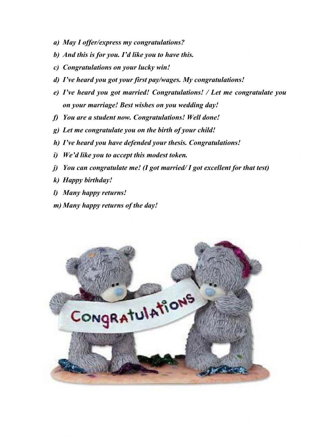 Congratulating others