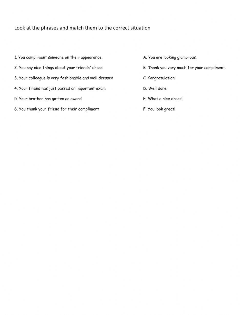 Congratulating and complimenting someone