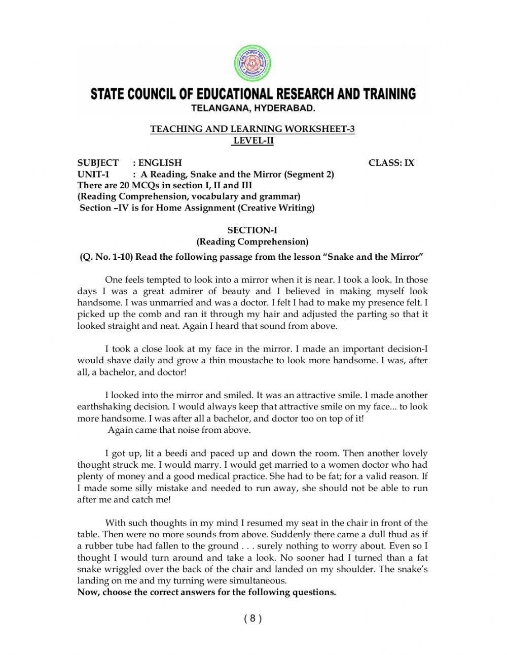 9 class level 2 worksheet 3